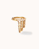 Triple Chain Cubic Zirconia Pavé Sleeper Earrings in Gold