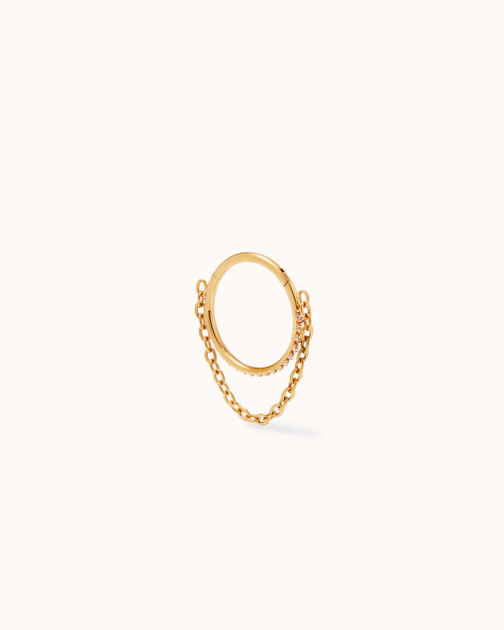 Pavé Chain Cubic Zirconia Seamless Huggie Earrings in Gold