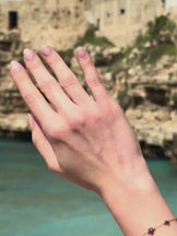 Waterproof White Semi-Precious Shell Signet Ring in Gold