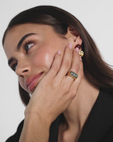 Chunky Signet Ring in Green