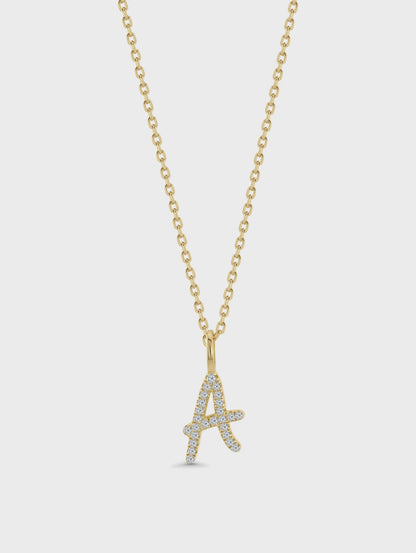 Pavé Initial Pendant Necklace in Gold