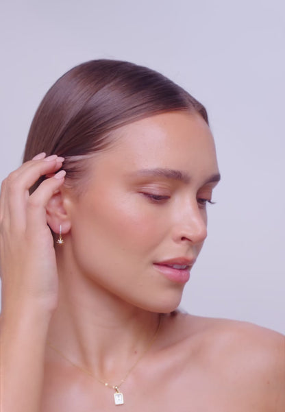 Polaris Star Drop Hoops In Gold