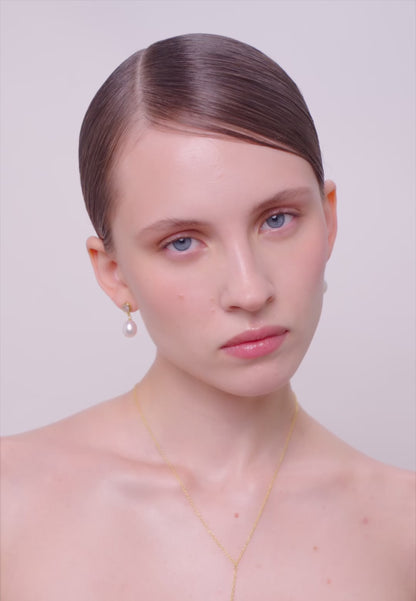 Freshwater Pearl & Crystal Stud In Gold