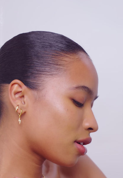 Amulet Lightening Pavé Drop Hoops In Gold