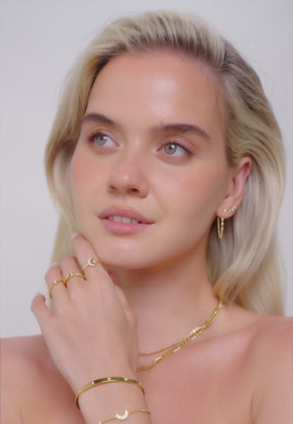 Polaris Chain Drop Opal Studs In Gold