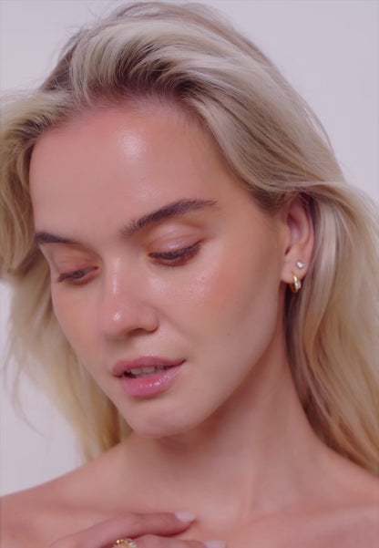 Rectangular Crystal Hoops In Gold