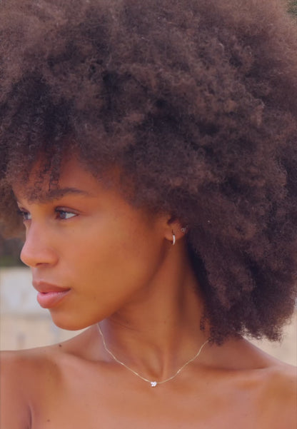 Fine 14K Gold & Lab-Grown Diamond Single Hoop