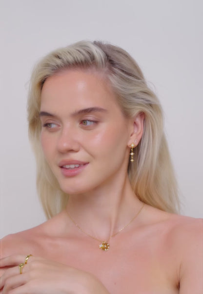 Crystal Mini Moon Studs In Gold