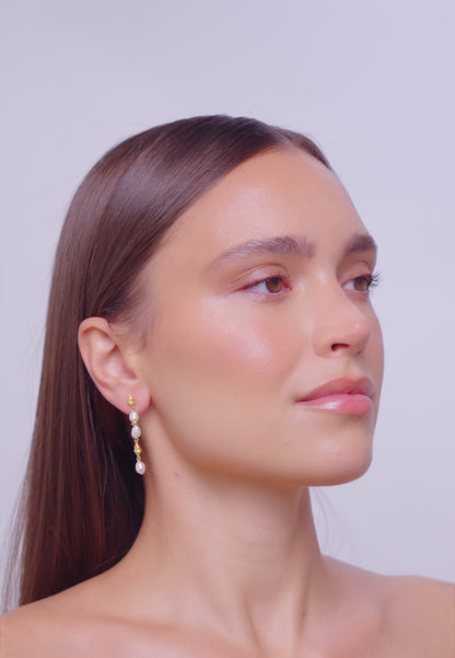 Aurum Pearl Beaded Drop Earrings In Gold