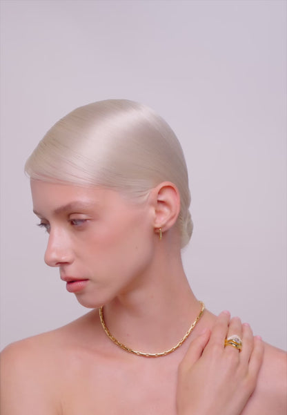 Domed Pavé Wave Stacking Ring in Gold