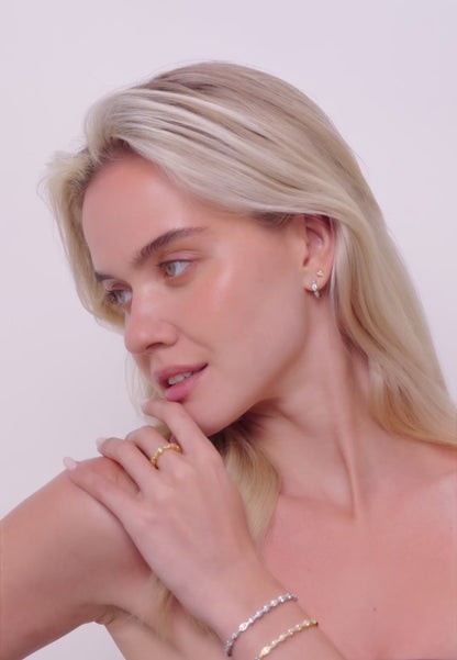 Triangle Crystal Studs In Gold