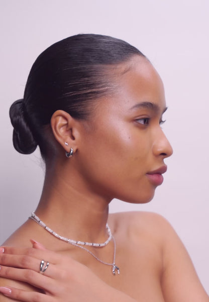 Crystal Lightening Bolt Studs In Silver