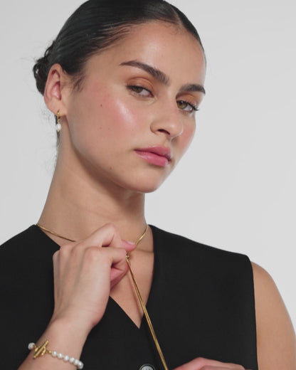 Pearl & Ball Lariat Necklace
