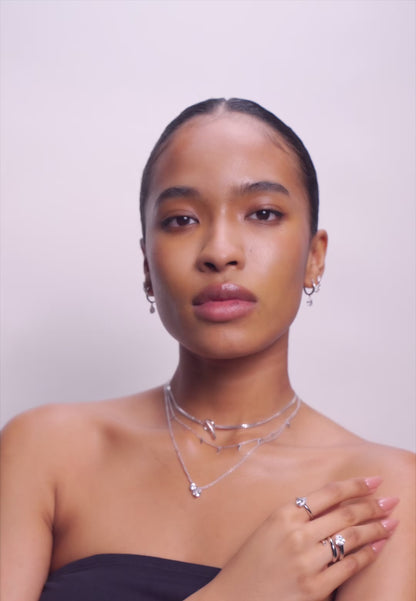 Chain Drop Studs In Silver