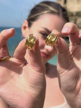 Wide Layered Hoop Earrings in Gold
