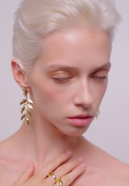 Icons Leaf Drop Earrings In Gold